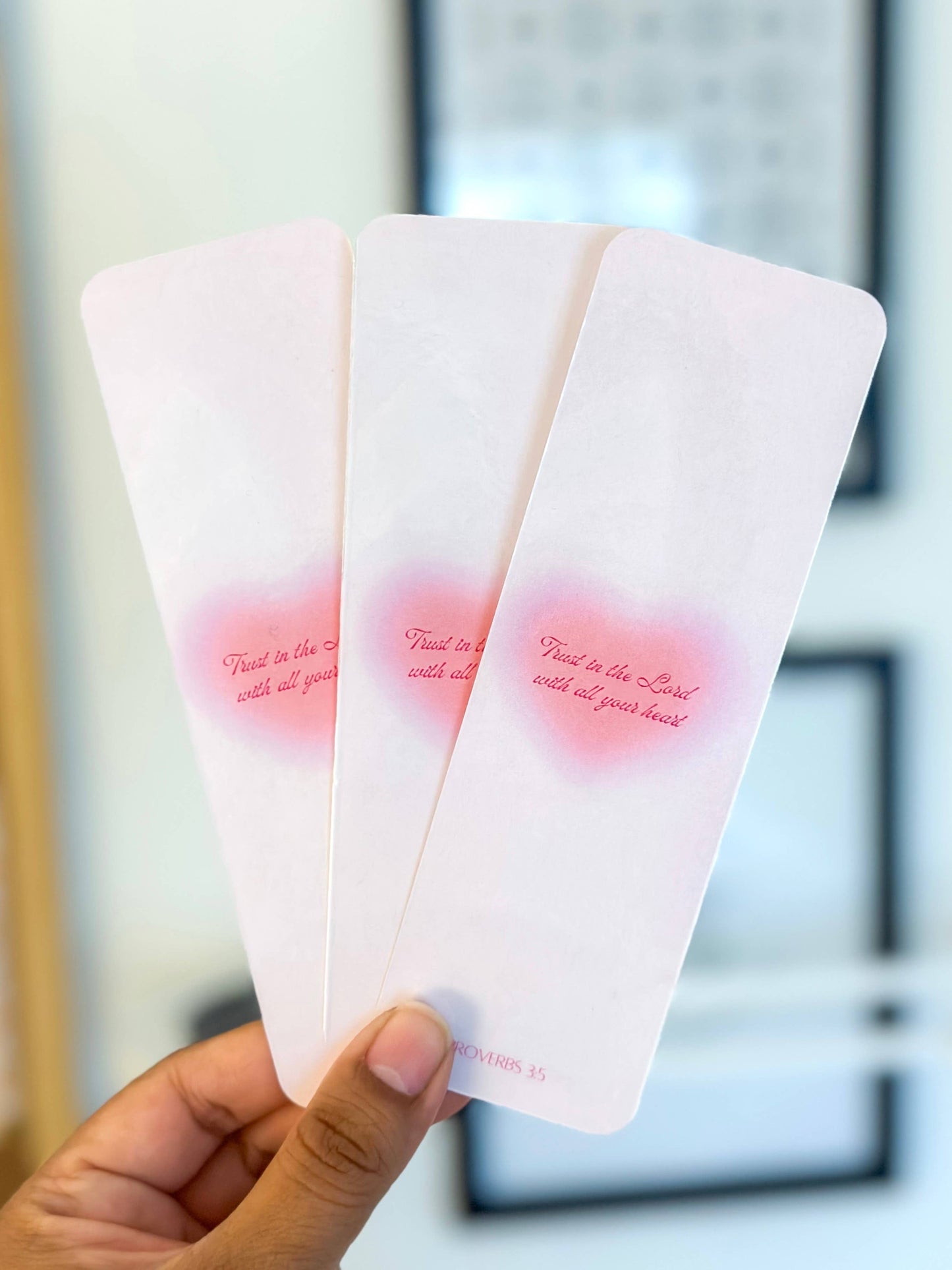 Proverbs 3:5 Bible verse bookmark: Pink