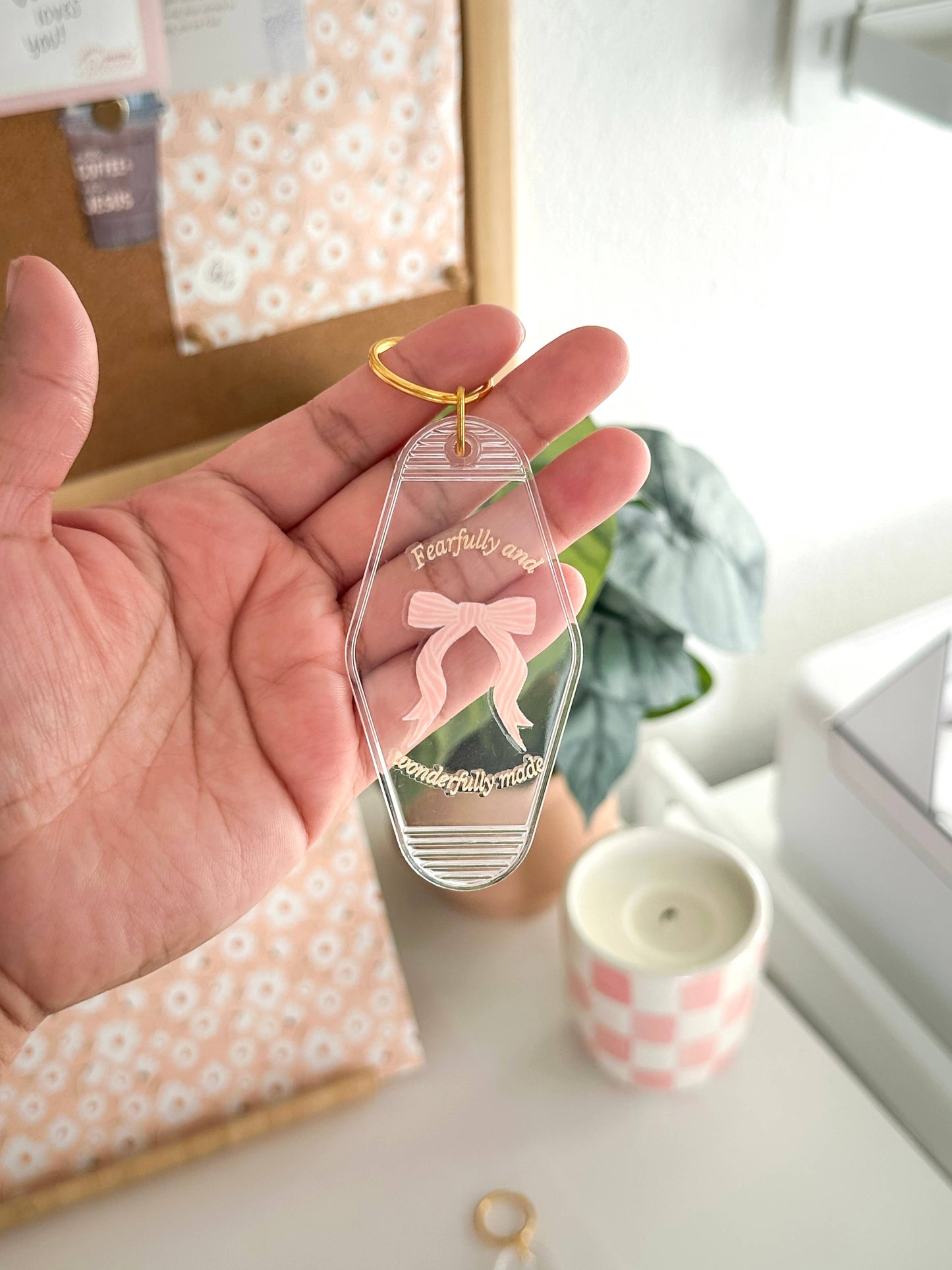Fearfully and wonderfully made acrylic keychain: Clear