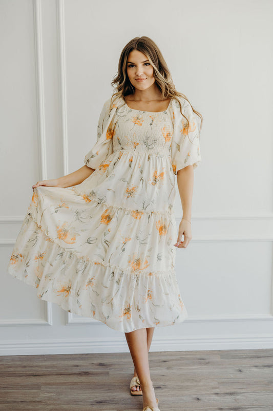 The Georgia Dress in Sunrise Peach