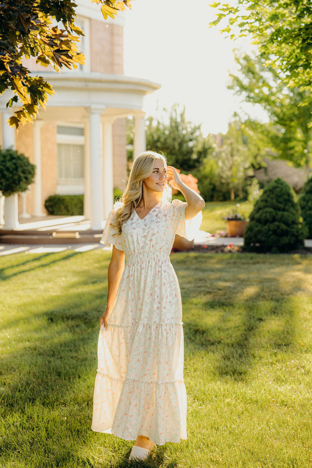 The Evelyn Dress in Cerulean Bloom