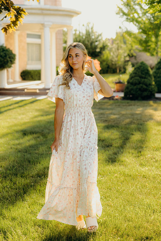 The Evelyn Dress in Cerulean Bloom