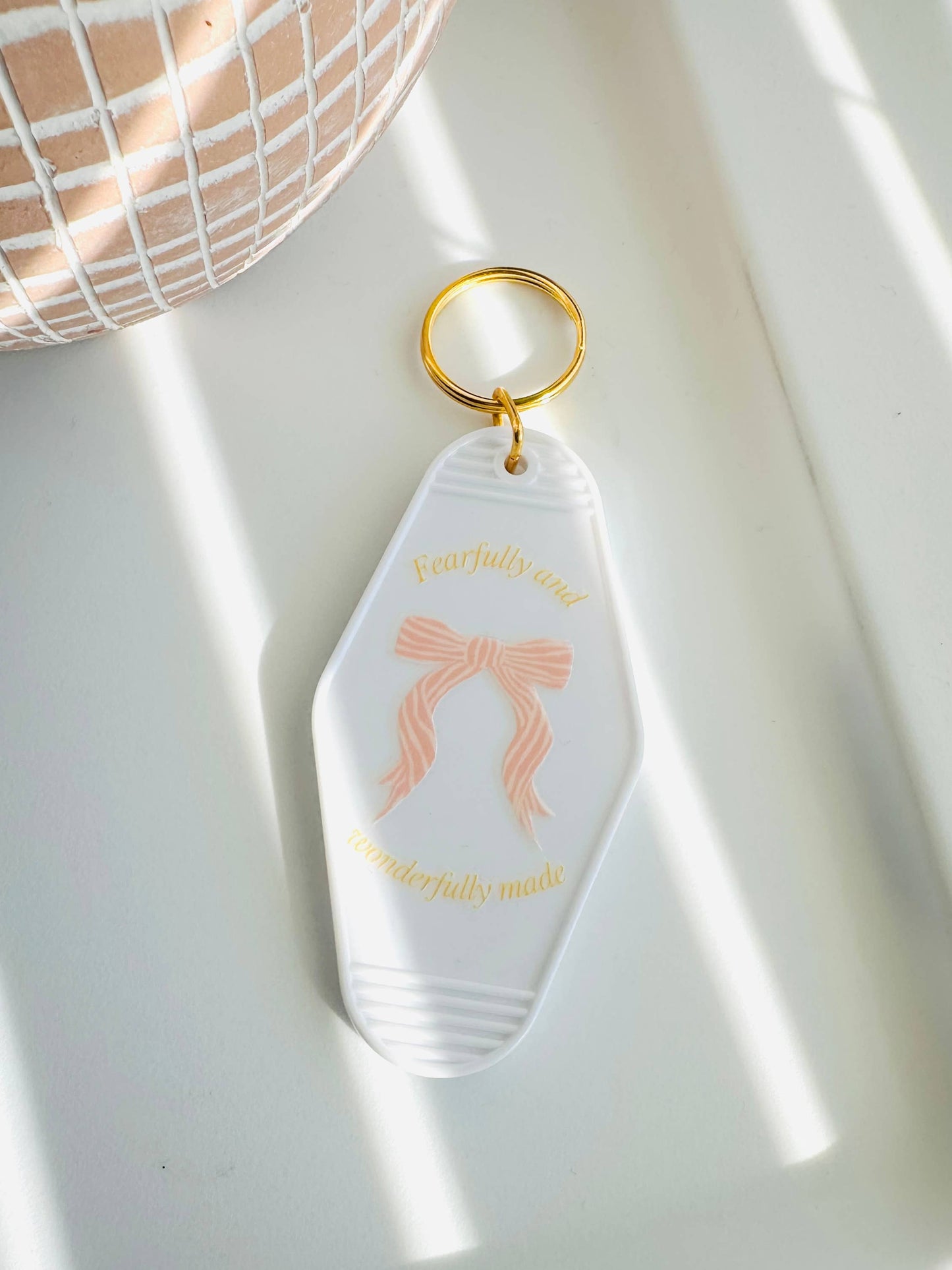 Fearfully and wonderfully made acrylic keychain: Clear