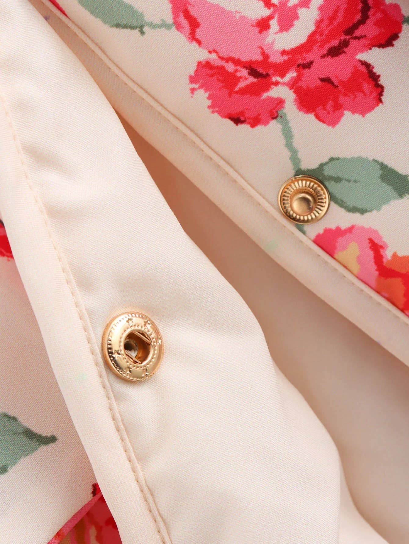 Pockets Contrasting Chic Printed Quilted Jacket: Pink / L
