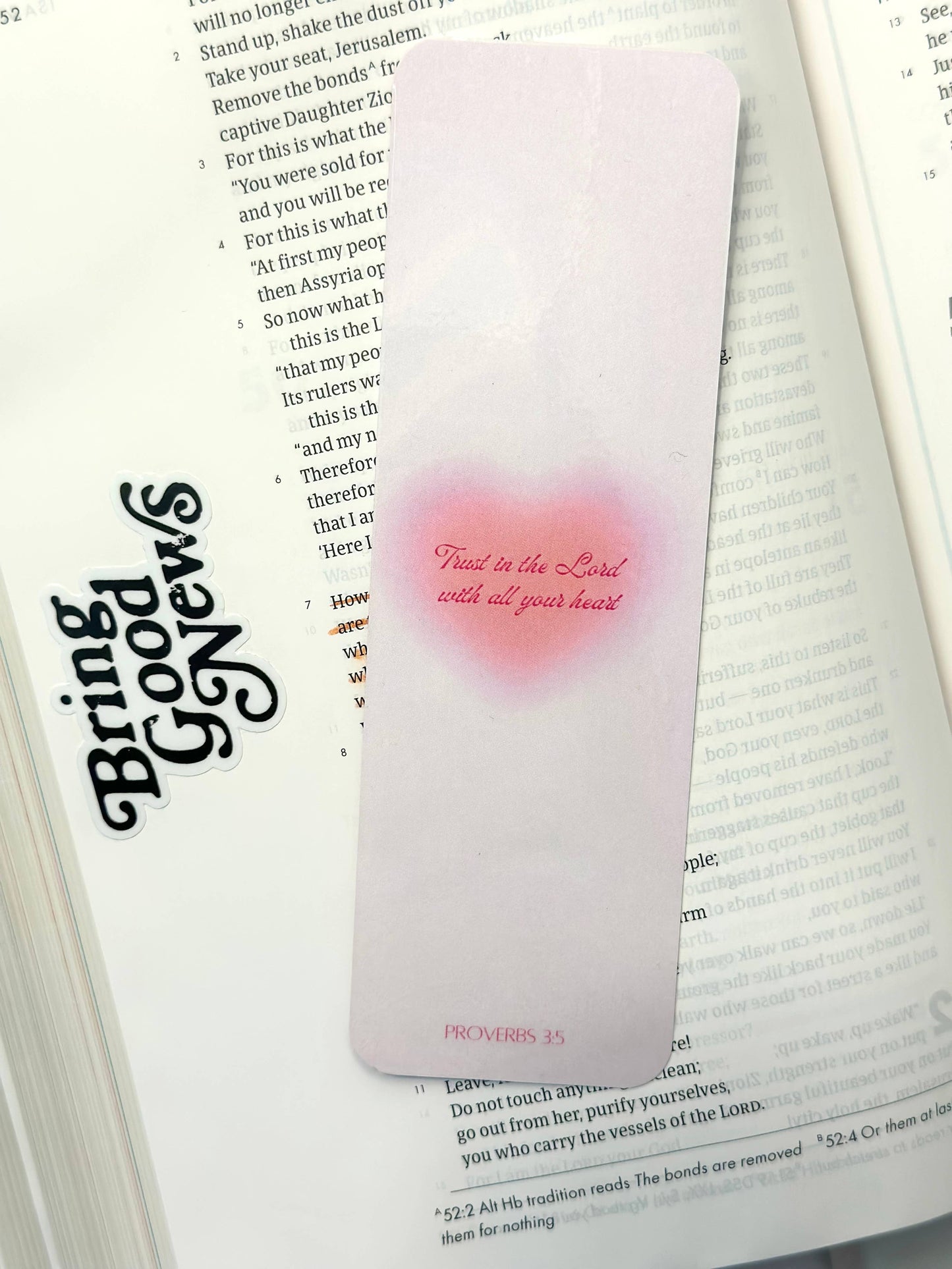 Proverbs 3:5 Bible verse bookmark: Pink