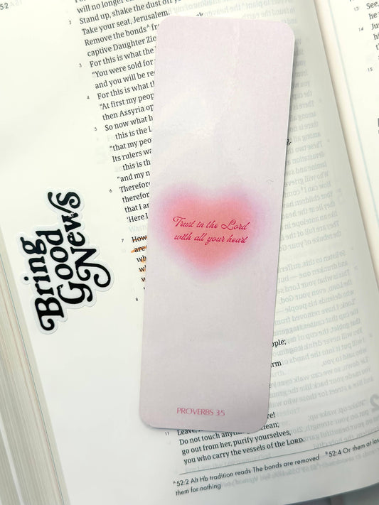 Proverbs 3:5 Bible verse bookmark: Pink