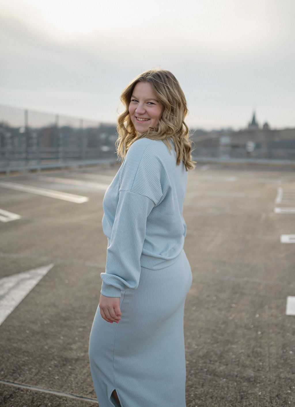 The Alora Ribbed Top~ In Cloud Blue