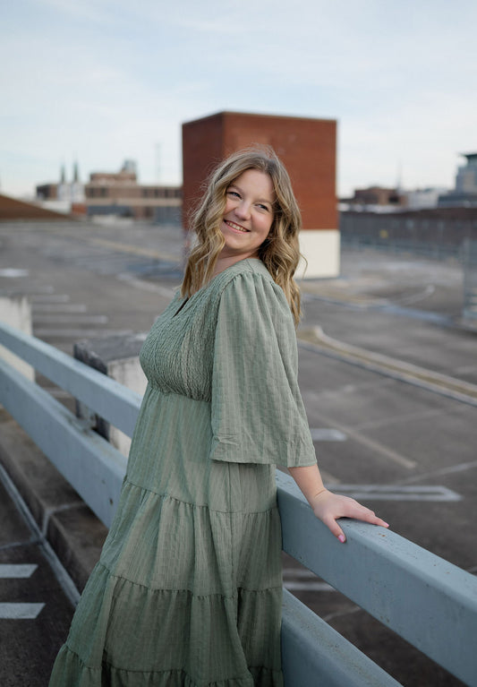 The Abigail Dress~ In Botanical Green