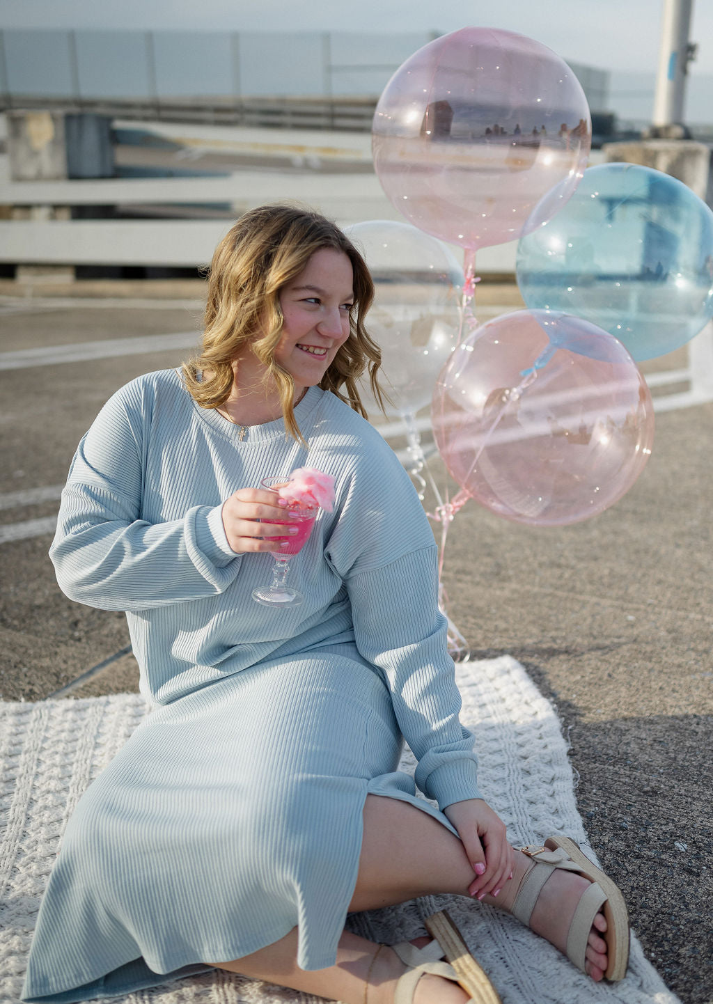 The Alora Ribbed Skirt~ In Cloud Blue
