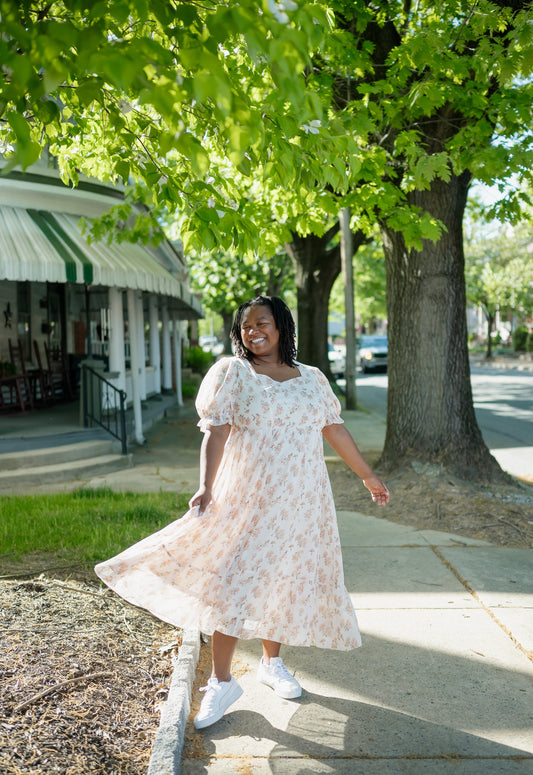 The "Ella" Dress in Cream Floral