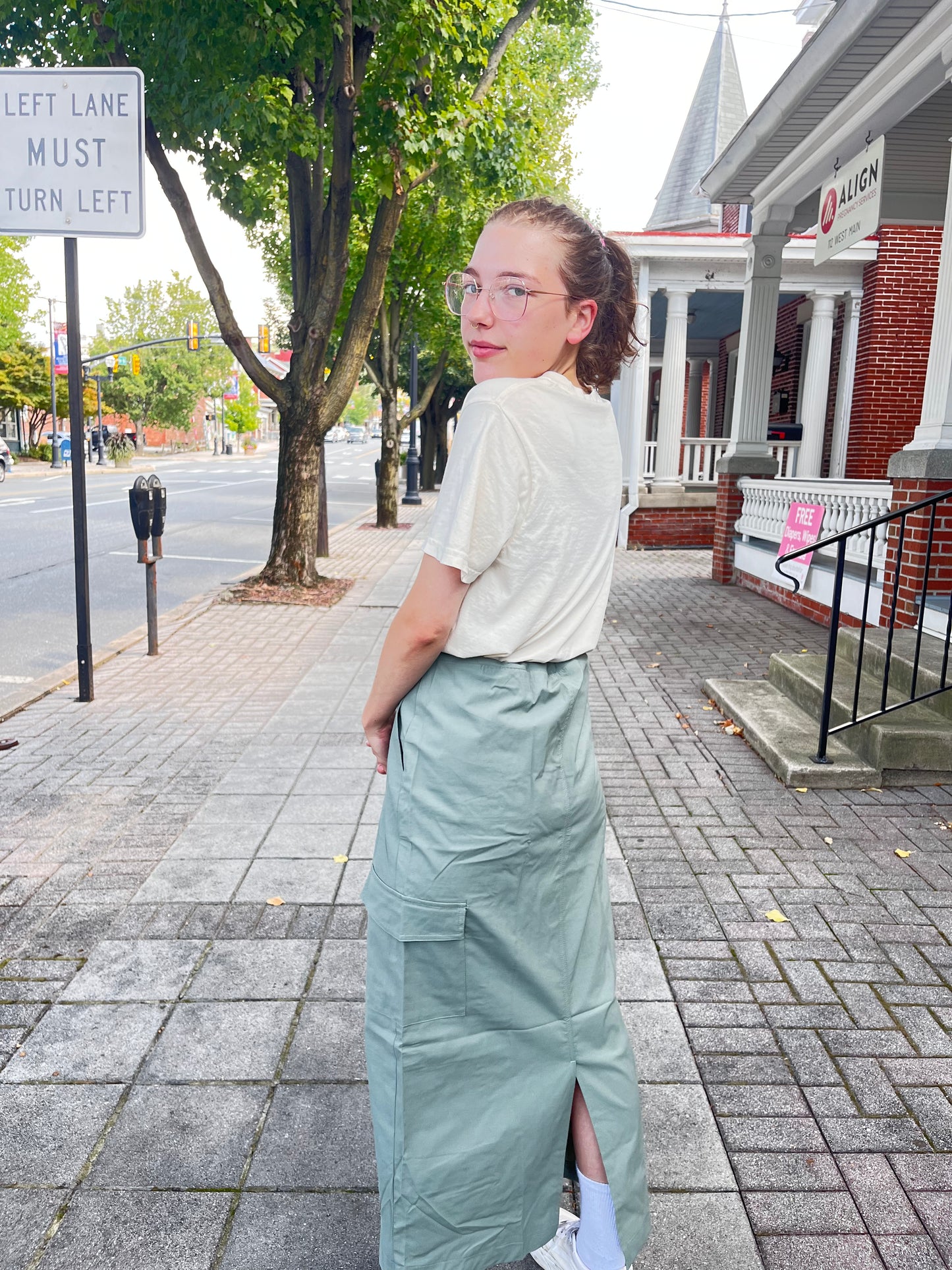 Light Olive Cargo Skirt