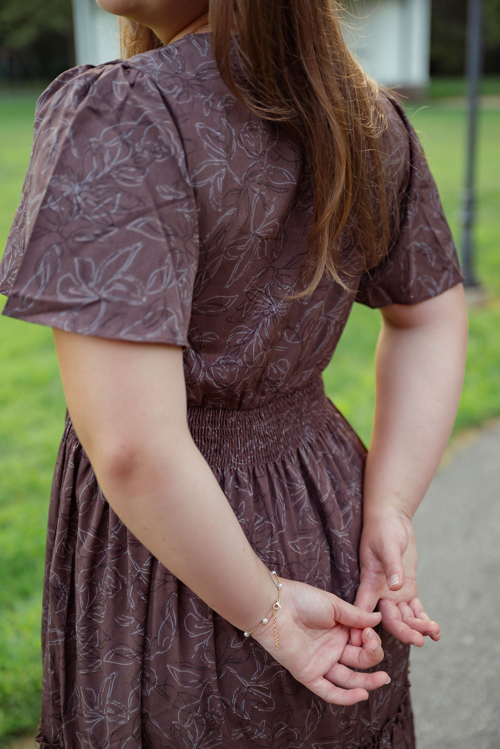 The Eden Dress in ditsy cocoa