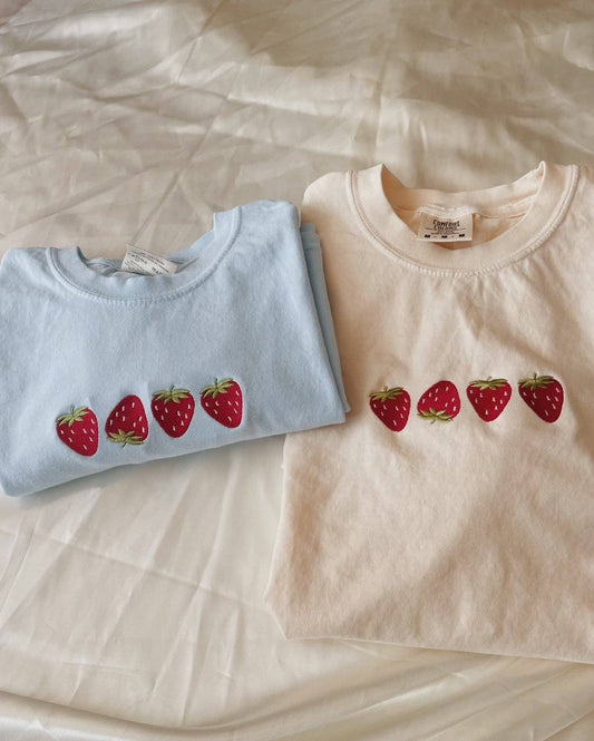 Embroidered Strawberry T-Shirt: Ivory